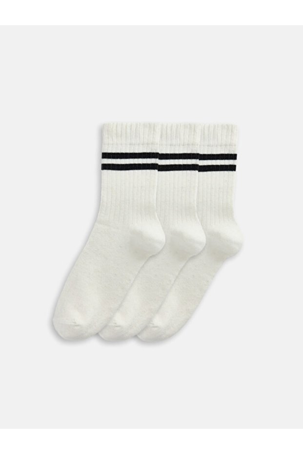 Rmz Gi̇yi̇m Farkiyla Striped Men's Socks 3-Piece Set