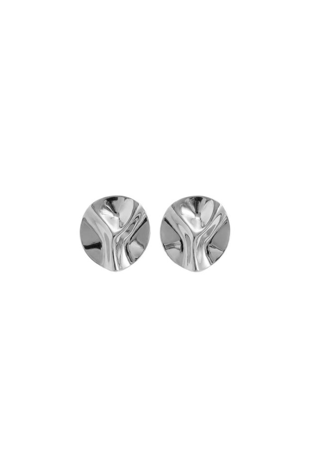Metal Form Collection Fluid Round Earrings - Silver