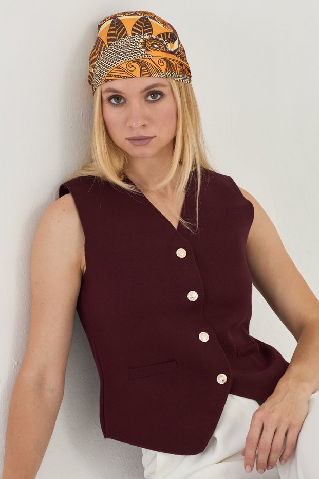 Steel Knitted Burgundy Knitted Vest
