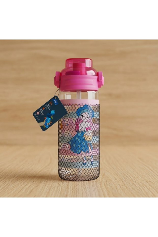 Cute Patterned Leak-Proof Children's Water Bottle & Water Container with Straw 500 ml (Bpa Free)