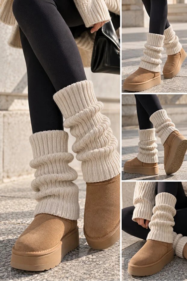 Dust Cover 100% Acrylic Knitwear Knitted Leg Warmer Foot Warmer Stone