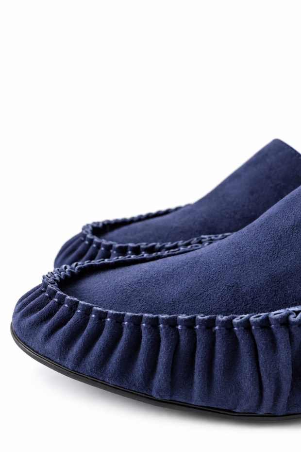 Navy Blue Lambskin Moccasins 26221