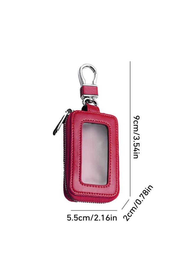 Red Car Key Case Key Protector Smart Key Chain Coin Holder Metal Hook And Keyring Wallet Zipper Retr