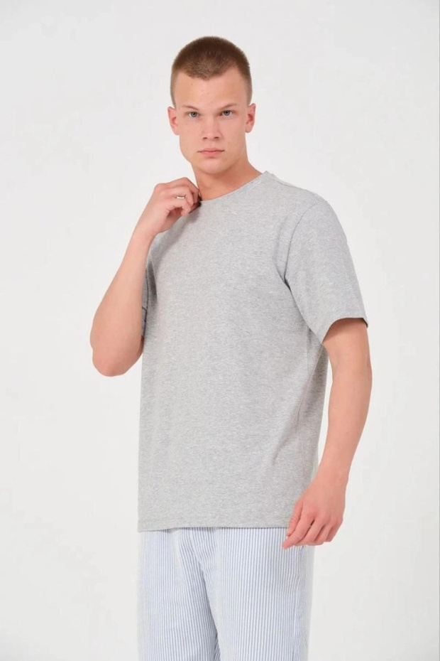 Marchè Bien Men's Plain Combed Cotton T-Shirt Crew Neck Short Sleeve Regular Fit T-Shirt - Gray