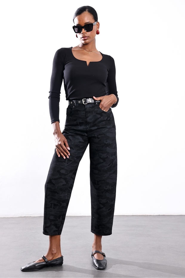 Camouflage Belted Baggy Jean 3010