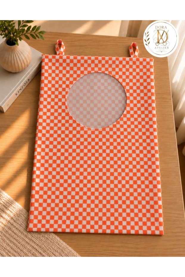 Behind the Door~Wall Dirty Basket Toy Organizer~Orange Checker《Duck Fabric》