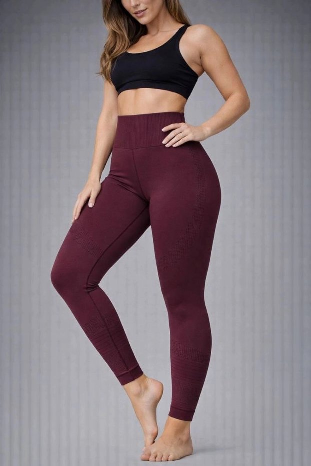 Marchè Bien Nonofit Women's High Waist Full Extra Support Lycra with Front, Back and Ankle Patterns - Burgundy