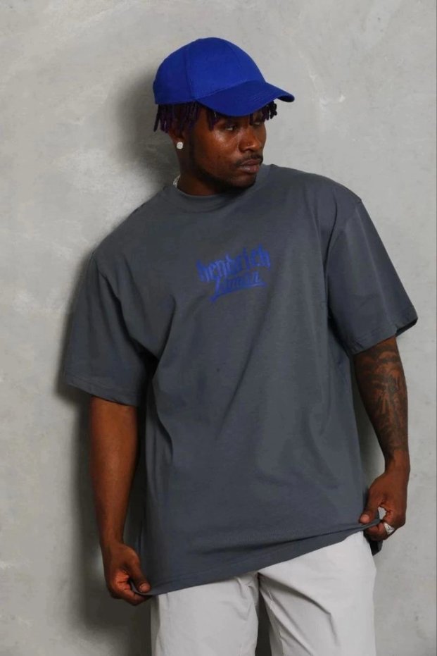 Marchè Bien Men's Printed T-Shirt Short Sleeve Crew Neck Regular Fit T-Shirt - Smoked