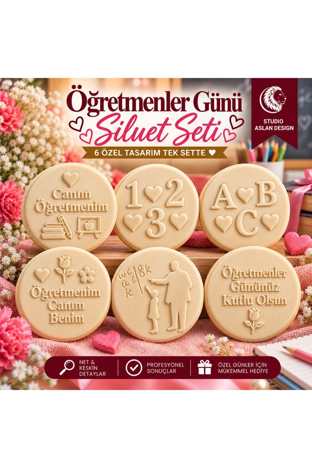 Teachers' Day 6-Piece Sugar Paste Printing Mold Set | November 24 Teacher's Day Gift Cookie Cupcake Decoration