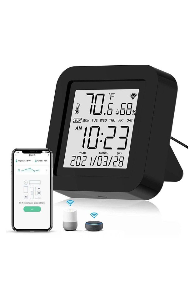 Humidity Sensor, WIFI Smart IR Remote Control with Temperature and, LCD Display, Smart Life APP Compatible, Infrared Hub for Air Conditioner, TV