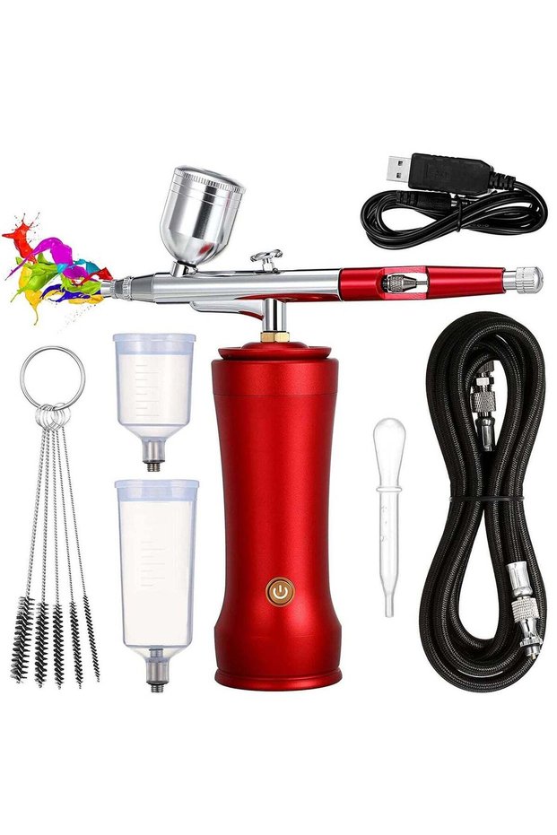 Compressor, 30 PSI, Portable Wireless Airbrush Kit, Dual-Action, Rechargeable, USB Type C, for Cake Decorating and Makeup, Black