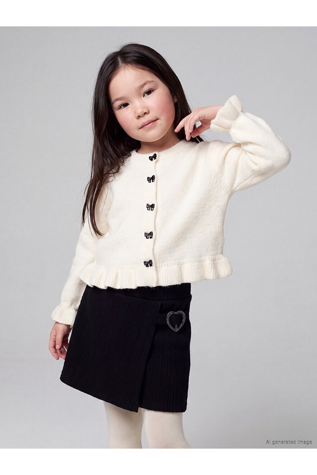 Two Mt Shop Quality Lcw Kids Ecru Knitwear Plain Girls' Cardigan