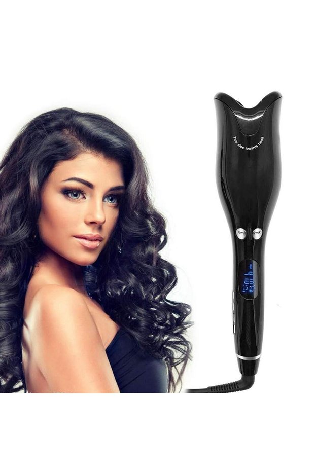 Hair Curler, Automatic Ceramic Rotating, Professional, LCD Digital Display, Red