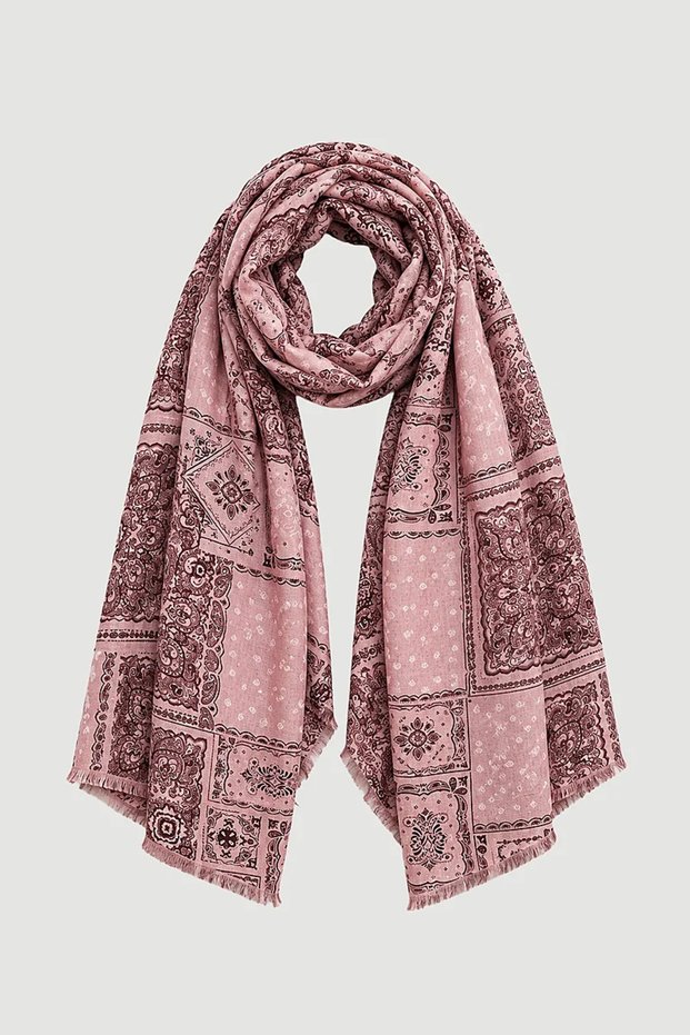 Ethnic Patterned Soft Textured Shawl - Pink