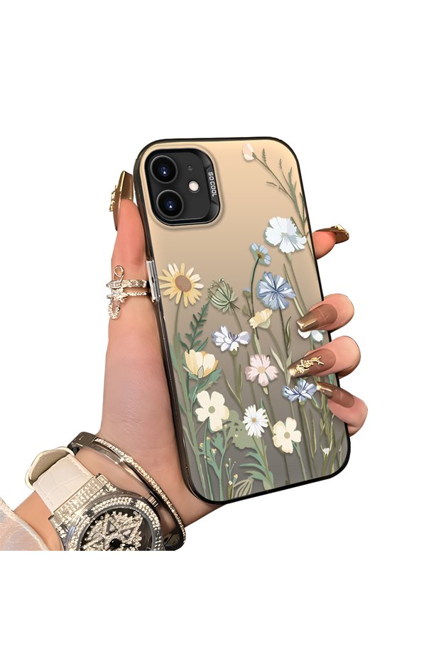 حافظة هاتف متوافقة مع iPhone 12 Mini بتصميم زهور برية عتيقة ومقاومة للصدمات