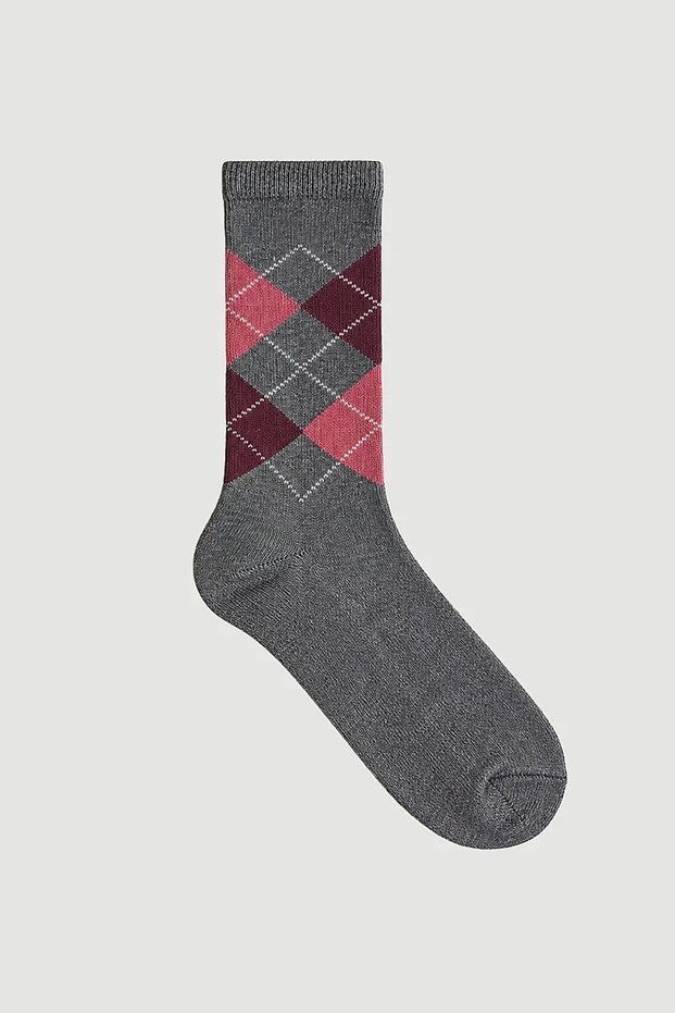 Baklava Patterned Cotton Socks - Anthracite
