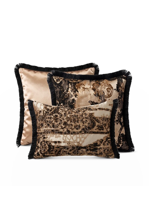 "Black Majesty" Textured Patterned Cushion Cover Set