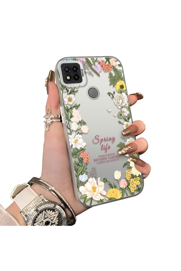 Redmi 9C/10A Compatible Flower Frame Patterned Phone Case Botanic Garden