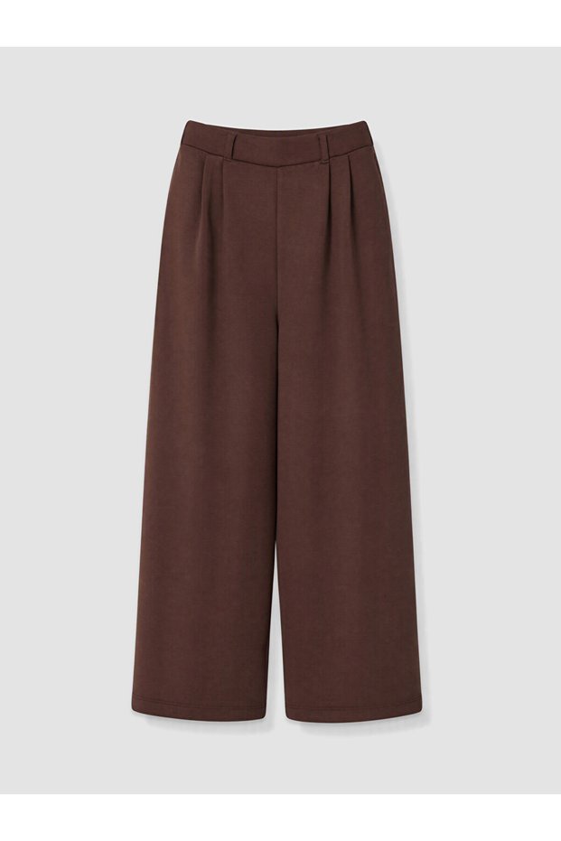 Brown Pleated Girls' Soft Touch Sweatpants