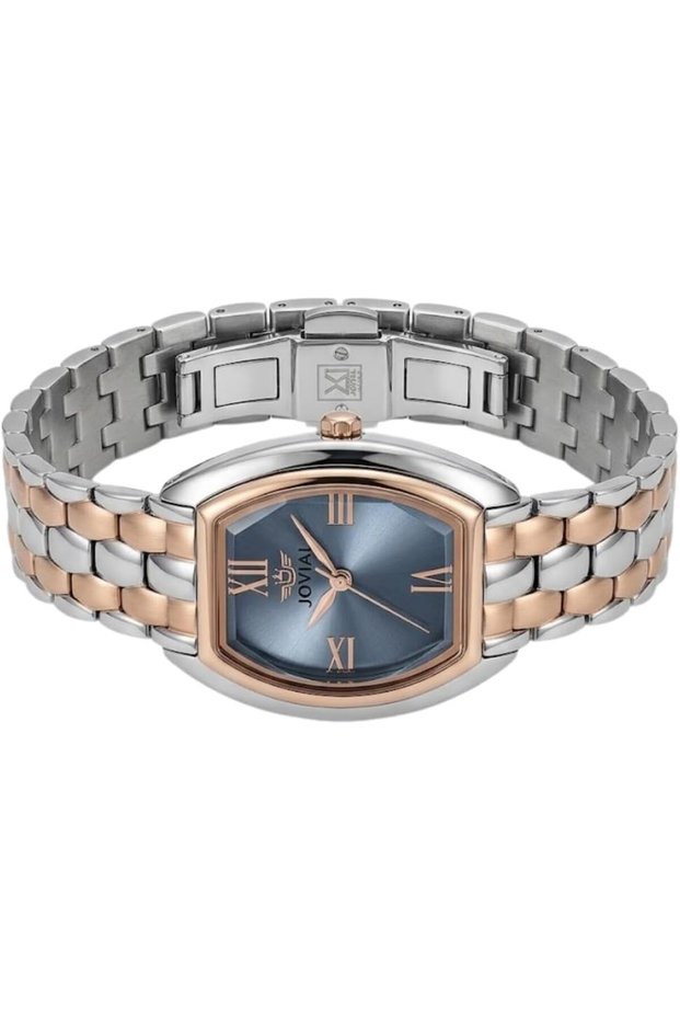 Women's Two-Tone Rose Gold & Silver Watch, Blue Dial