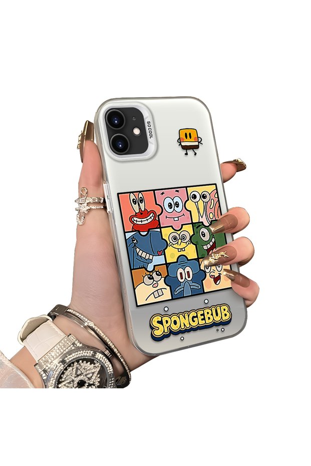 iPhone 11 Compatible Puzzle Character Collage Patterned Phone Case Shockproof