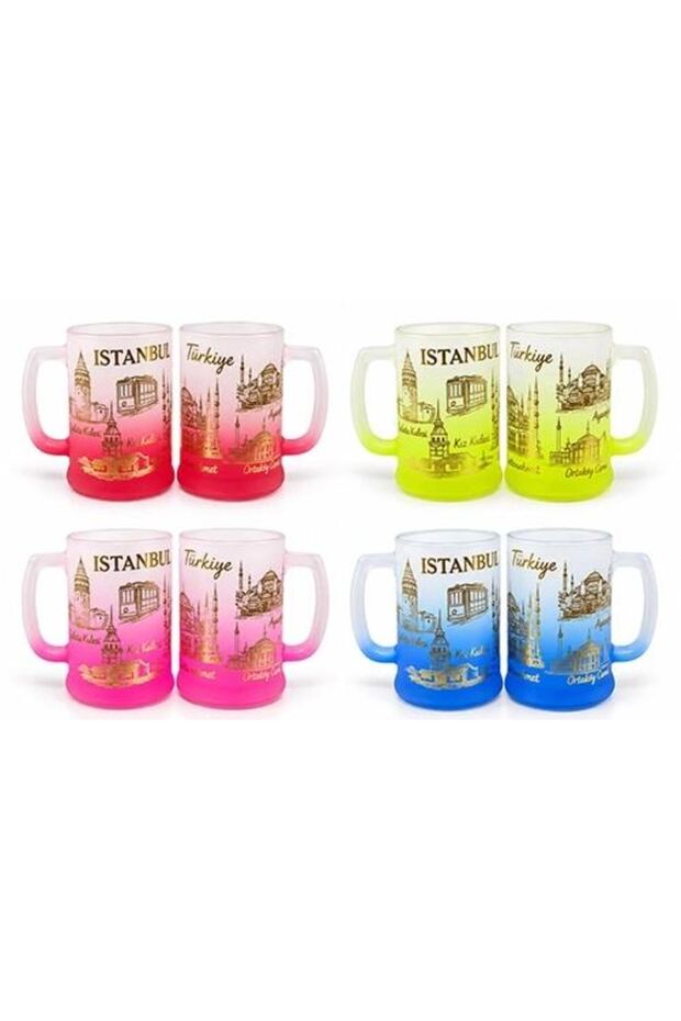 Istanbul Themed 2-Piece Glass Mug Alk5902