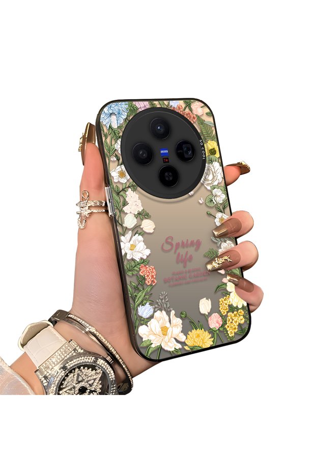 Vivo X300 Compatible Flower Frame Patterned Phone Case Botanic Garden