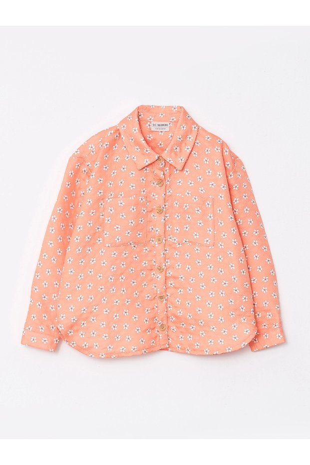 Lcw Kids Orange Patterned Long Sleeve Girls' Shirt