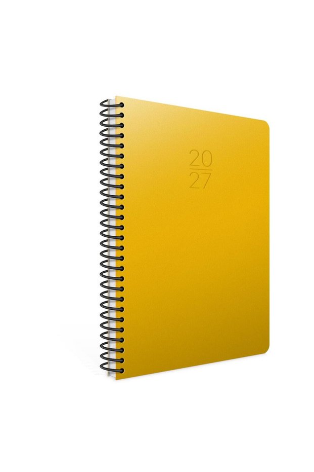 2027 Spiral Daily Agenda Hard Cover 17X24 cm 406-Sek Yellow