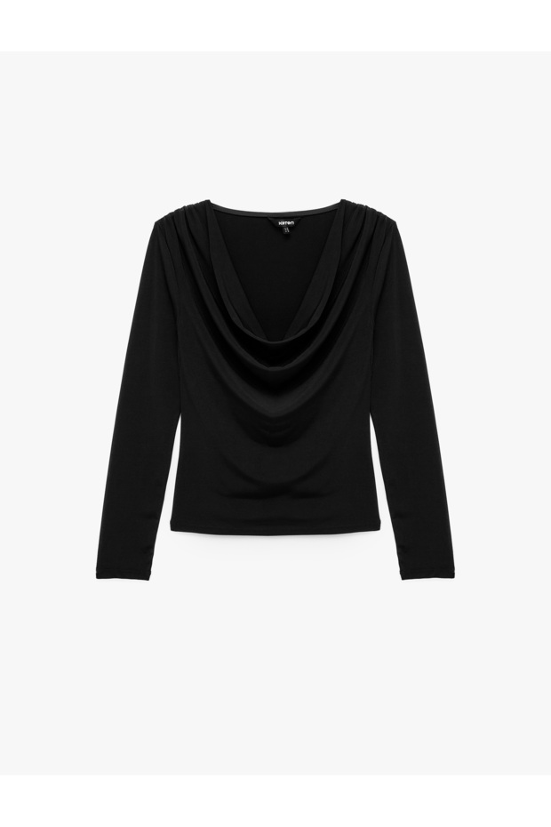 Drapeli Ruffled Collar Long Sleeve Blouse