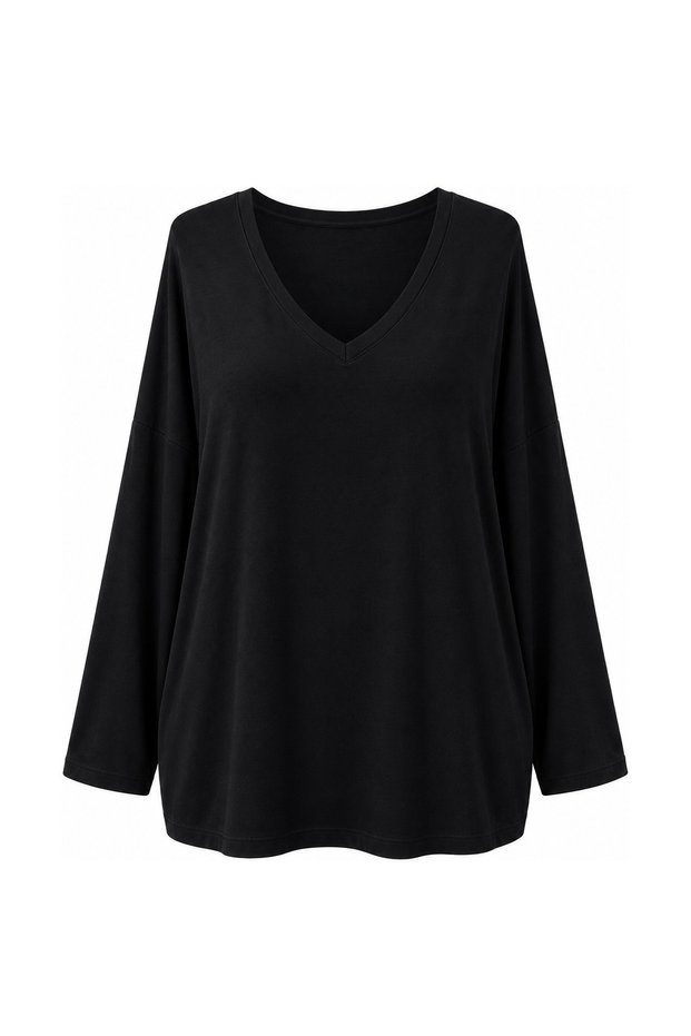 V-Neck Short Front Long Back Blouse