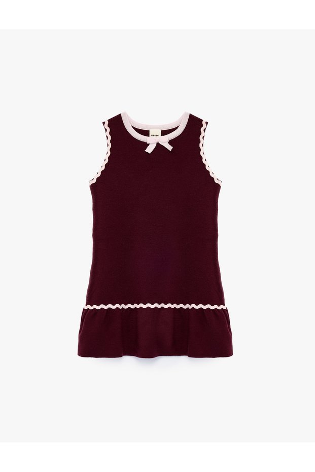Bow-Tie Sleeveless Crew Neck Knitwear Dress