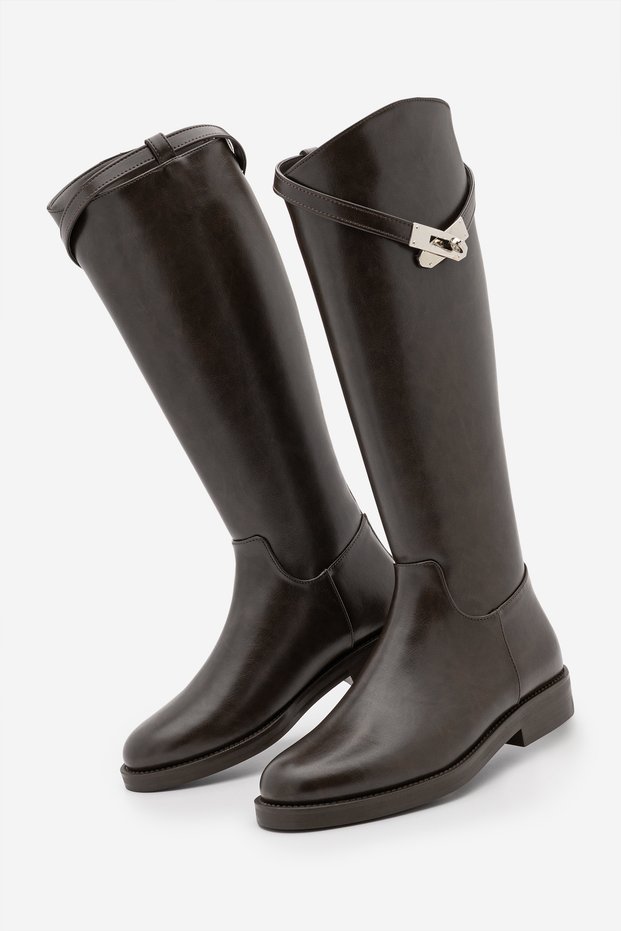 Women's Back Zipper Buckle Casual Boots Mosna Brown