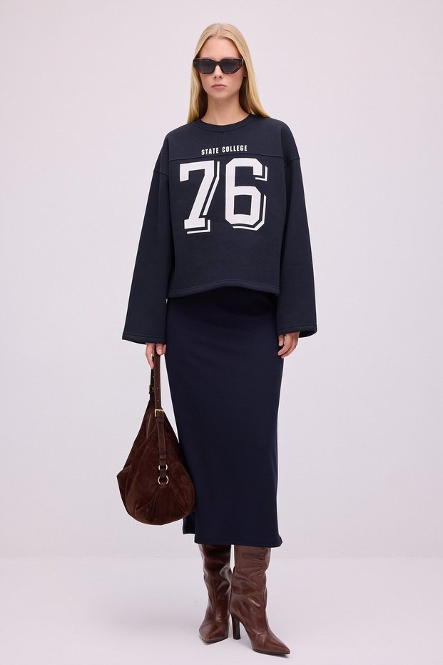 Double Yarn Knitted Relax Sweatshirt