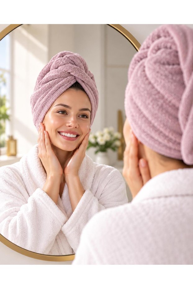 Buttoned Hair Drying Cap