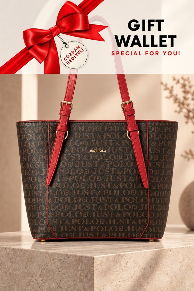 Brown Red Wallet Women's Large Size Multi-Compartment Classy Model Handbag Hand and Shoulder Bag