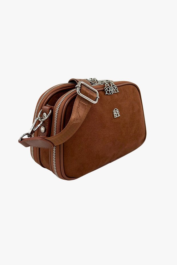 67-7158 Women's Suede Tan Crossbody Bag