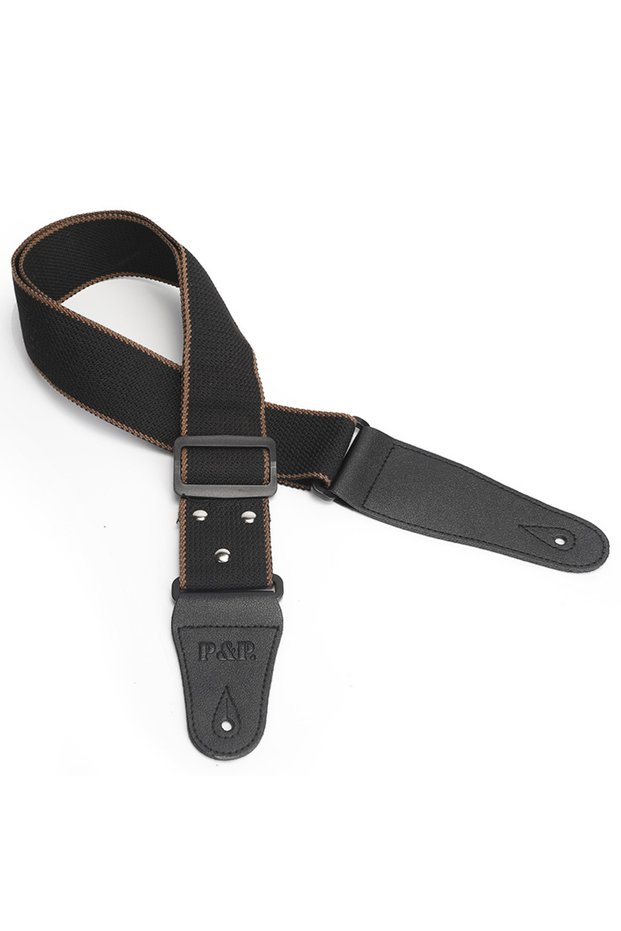 black P&P Adjustable Pure Cotton Electric Guitar Strap Portable Cotton Guitar Strap Wear Resistant E