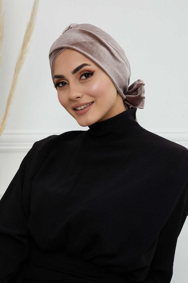 Velvet Bonnet with Belt, B-31K Mink