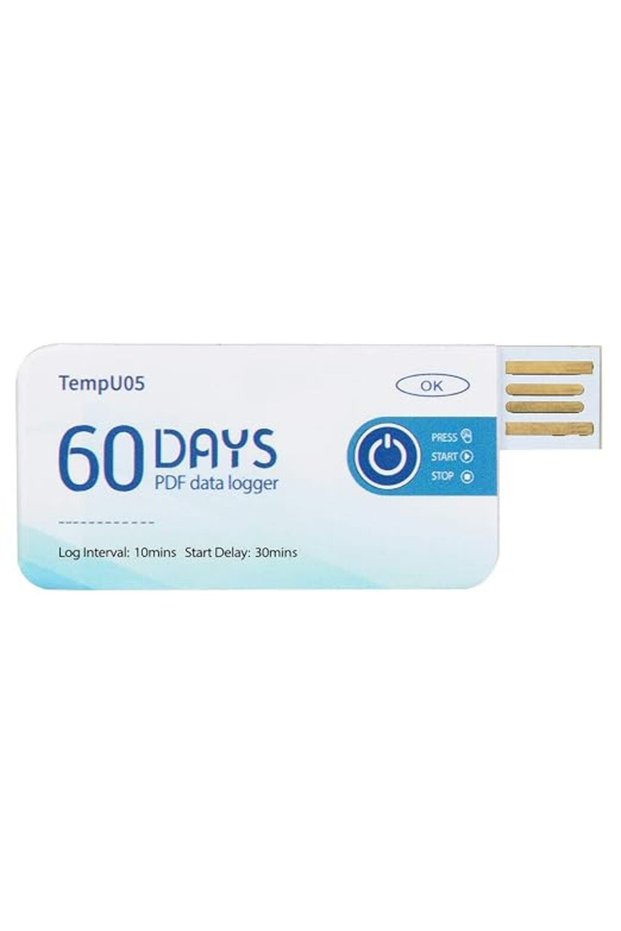 جهاز تسجيل بيانات درجة الحرارة، TempU05، جهاز تسجيل درجة الحرارة USB للاستخدام مرة واحدة، يتسع لـ 10000 نقطة، يعمل تلقائيًا.