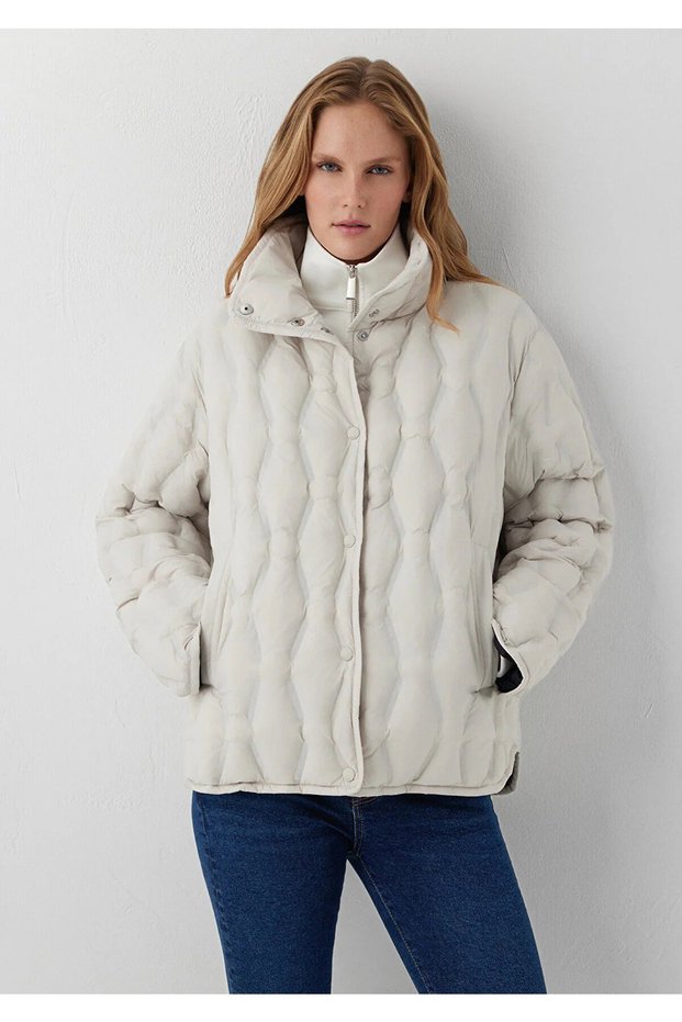Stand collar jacket stone