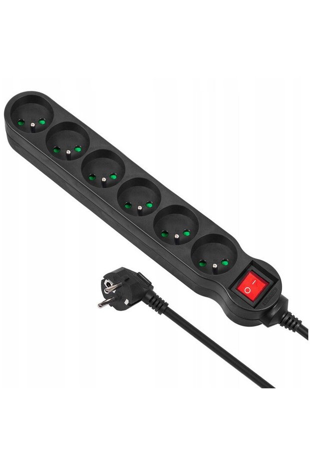MCE225 socket, 6 sockets, 1.5 m, black