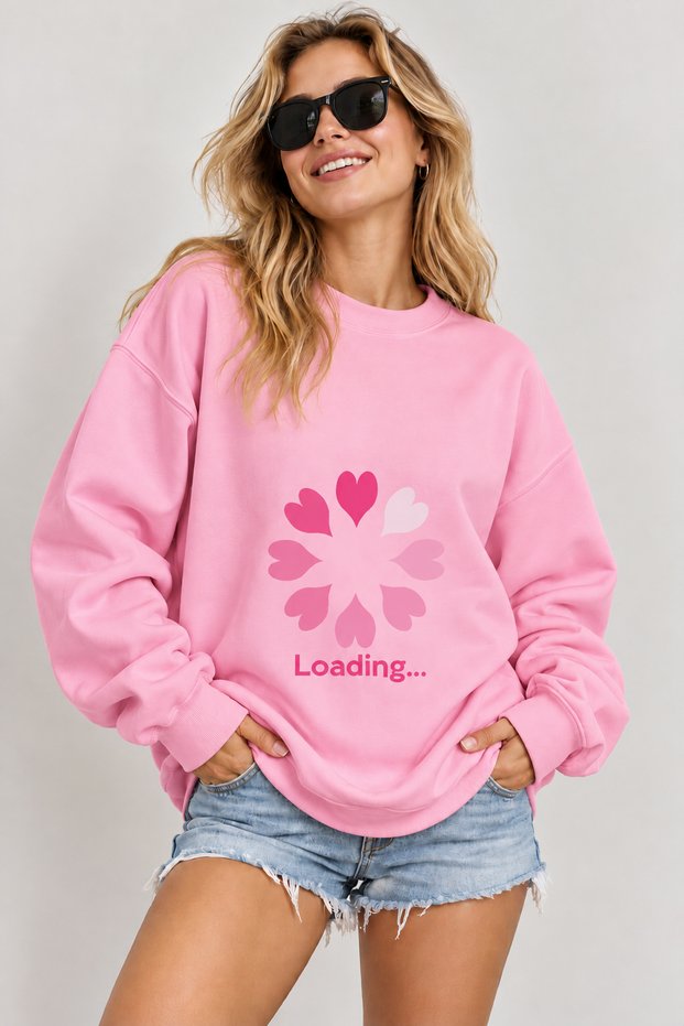 Maternity Oversize Sweatshirt with Baby Booties Printed on the Cloud – Crew Neck Casual Daily Sweatshirt