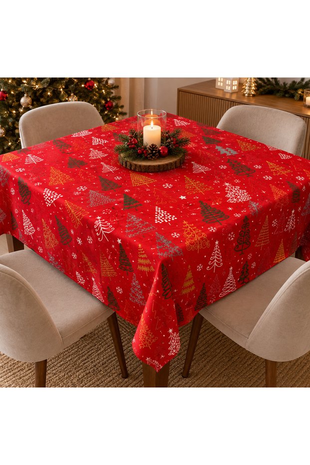 New Year's Duck Fabric Tablecloth; (Square 1.73 cm)