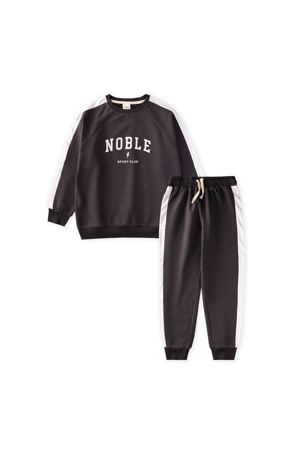 Boy's Printed Sweatshirt Set 8-12 Years Anthracite