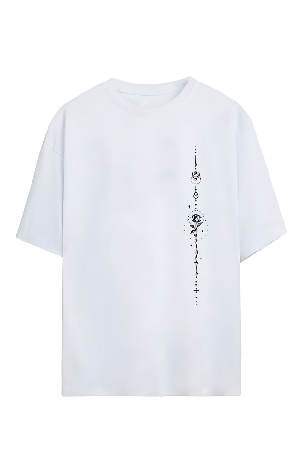 Vertical Rose Design Unisex Oversize T-Shirt