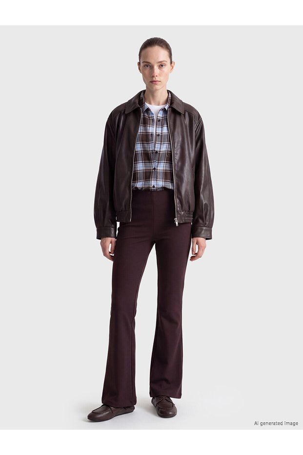 Peak New Season Burgundy Elasticated Hem Flared Women's Pants