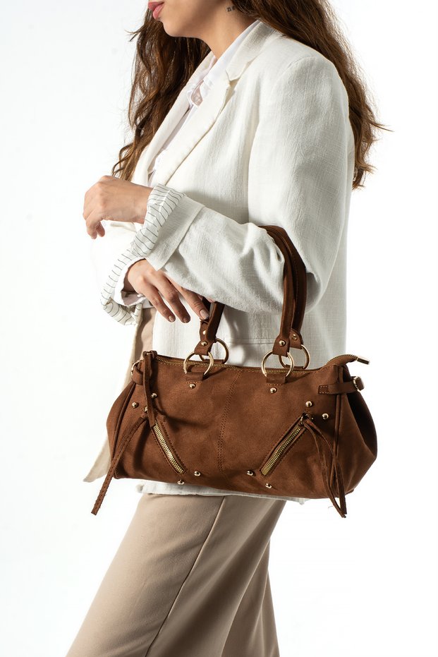 Lari̇d Model Women's Suede Taba Hand and Shoulder Bag