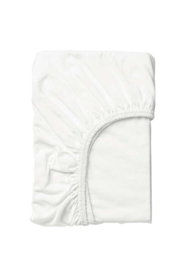 LEN Fitted sheet for cot - white/jersey 60x120 cm
