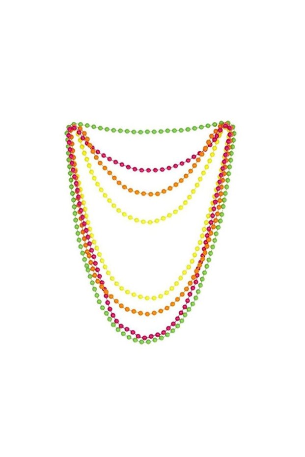 Necklace-4pcs 4/8PCS Colorful Beads Necklace Bracelet Set Bohemian Neon Bracelet Connected Beads Pla